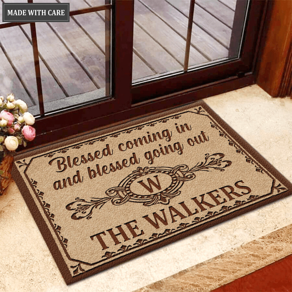Personalized Blessed Coming In Doormat