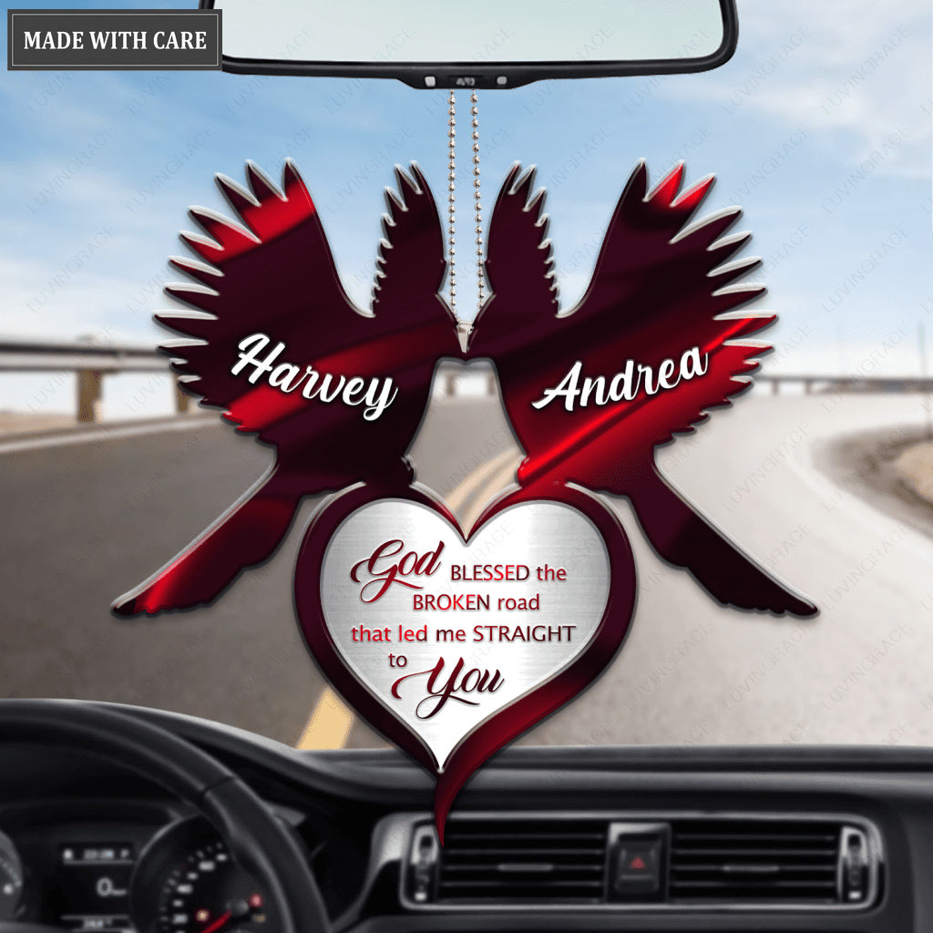 Cardinal Couple With Heart God Blessed Personalized Ornament