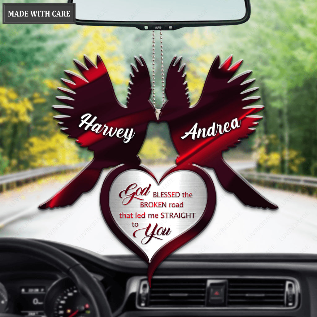 Cardinal Couple With Heart God Blessed Personalized Ornament