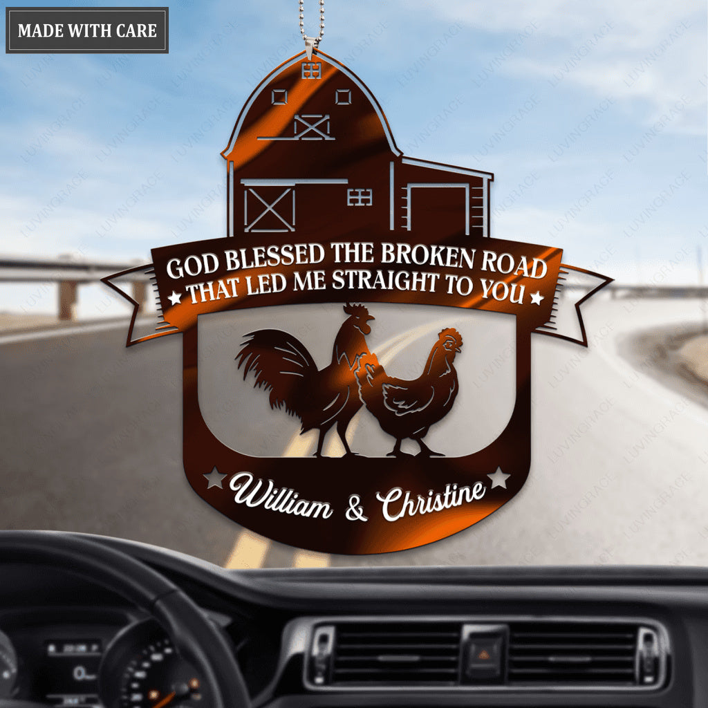 Chicken Couple God Blessed Personalized Ornament