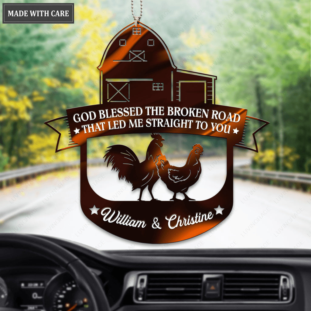 Chicken Couple God Blessed Personalized Ornament