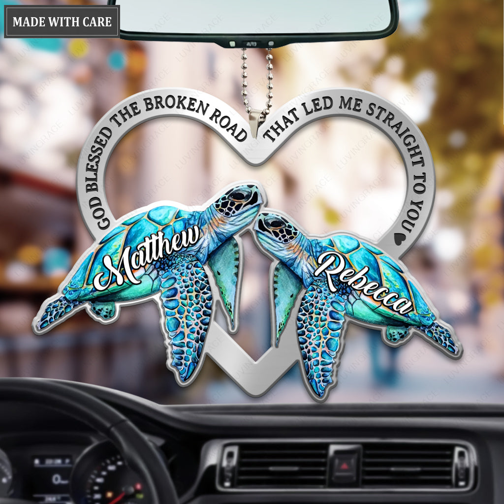 Couple Turtle God Blessed Personalized Ornament