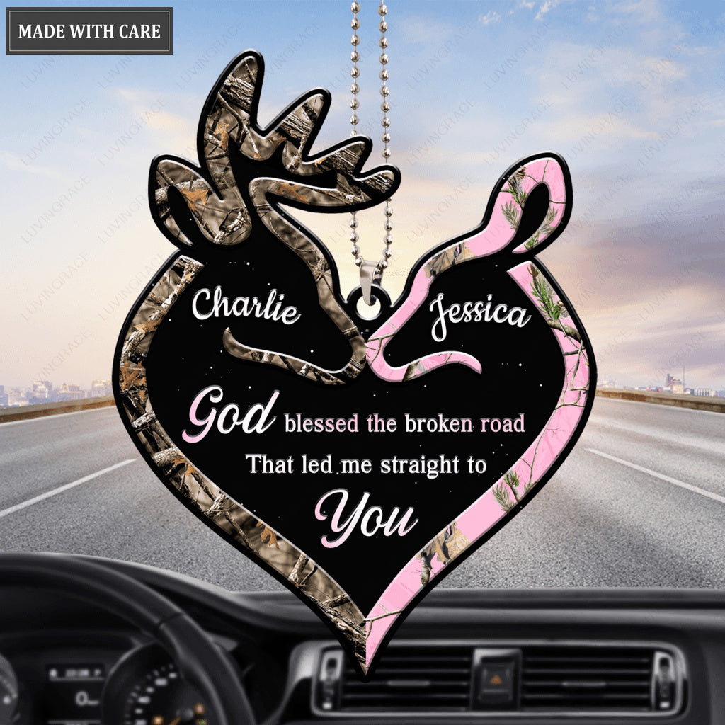 Camo Couple Buck and Doe God Blessed Personalized Ornament
