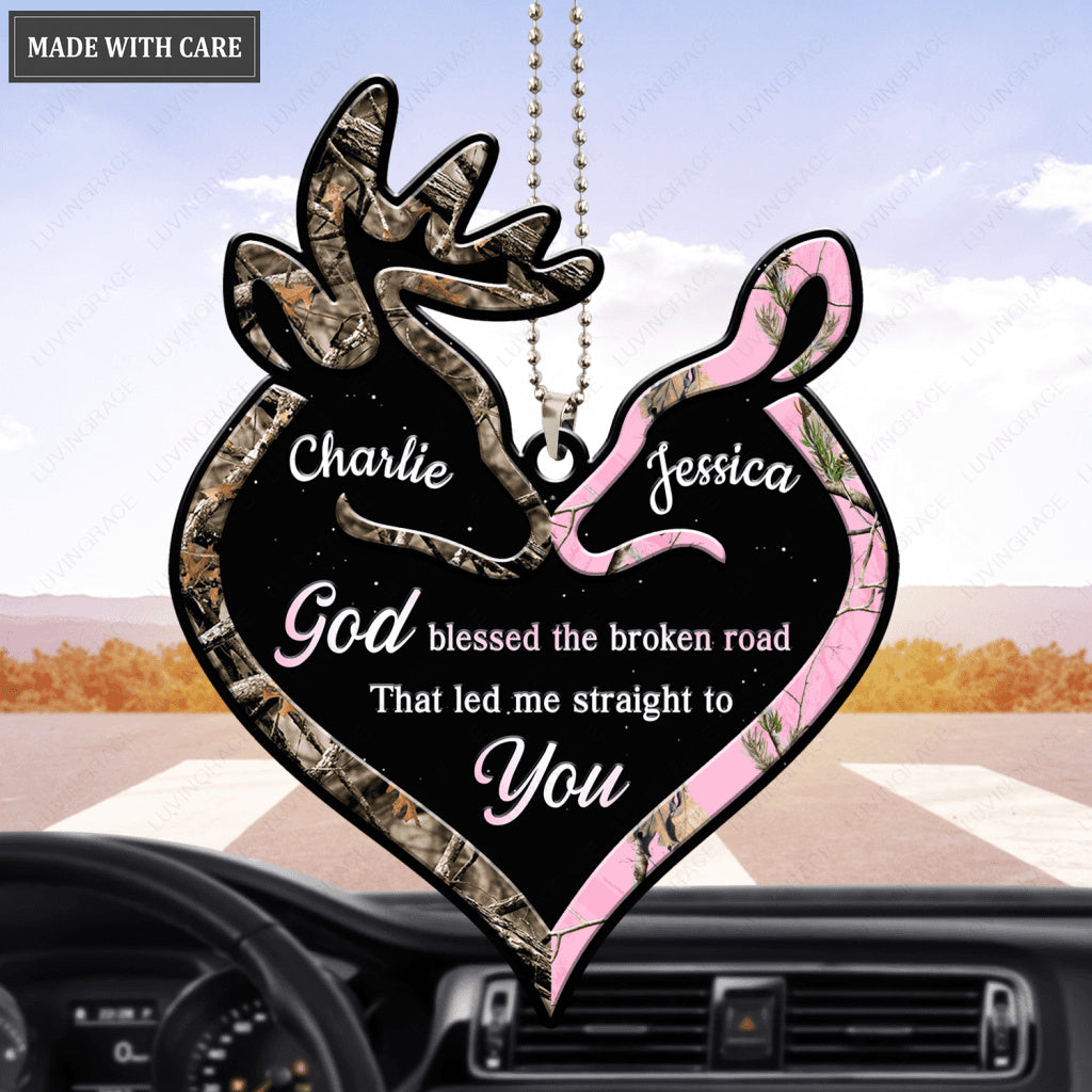 Camo Couple Buck and Doe God Blessed Personalized Ornament