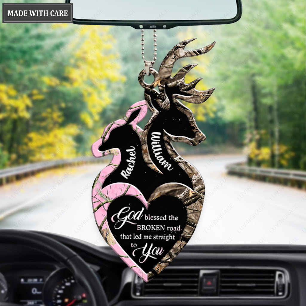 Camo Deers With Heart God Blessed Personalized Ornament