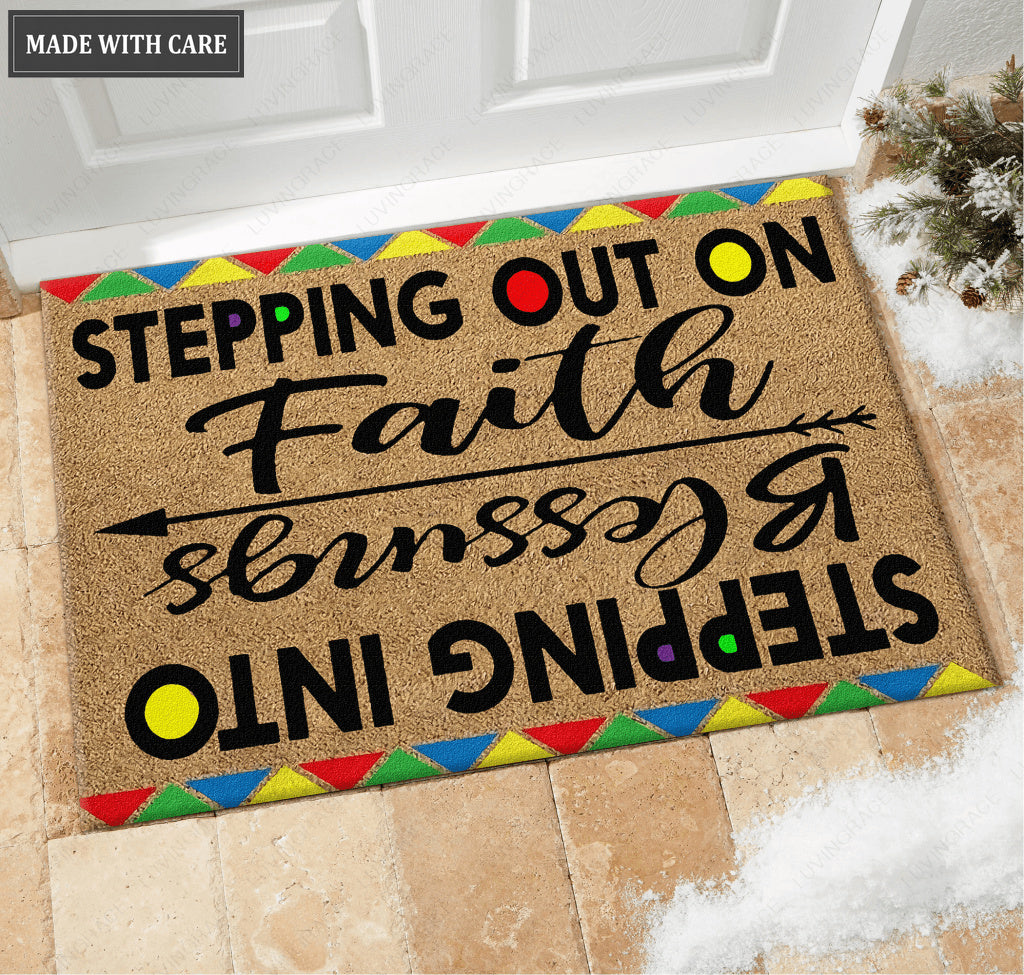 Stepping Out On Faith Stepping Into Blessings Doormat
