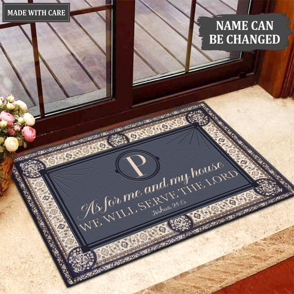 Luvingrace M18 Vintage Monogram Collection As For My House Personalized Doormat