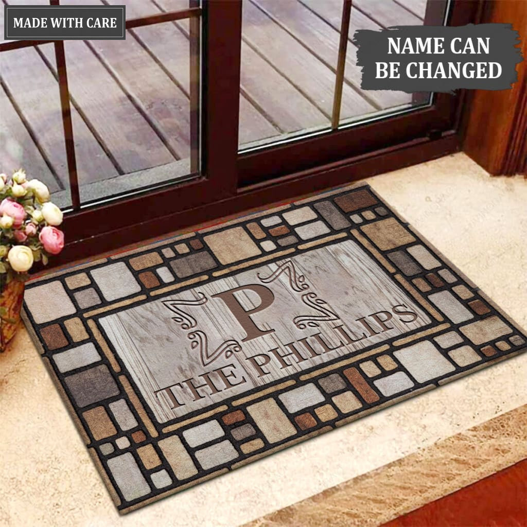 Luvingrace M19 Elegant Monogram Collection Family Name Personalized Doormat