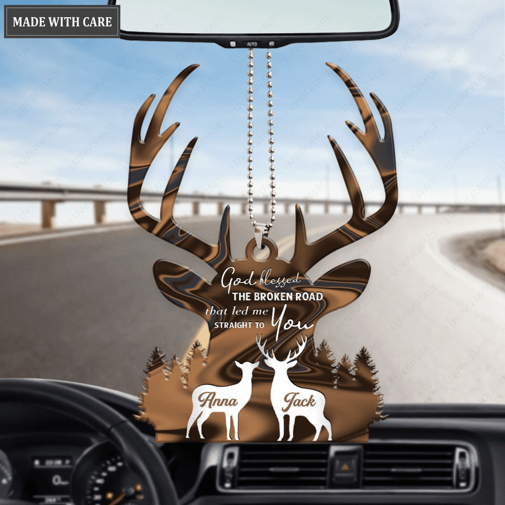 Buck And Doe Couple Scene God Blessed Personalized Ornament