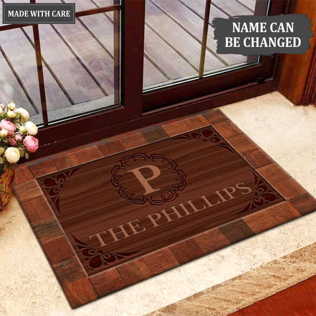 Luvingrace M20 Elegant Monogram Collection Family Name Personalized Doormat
