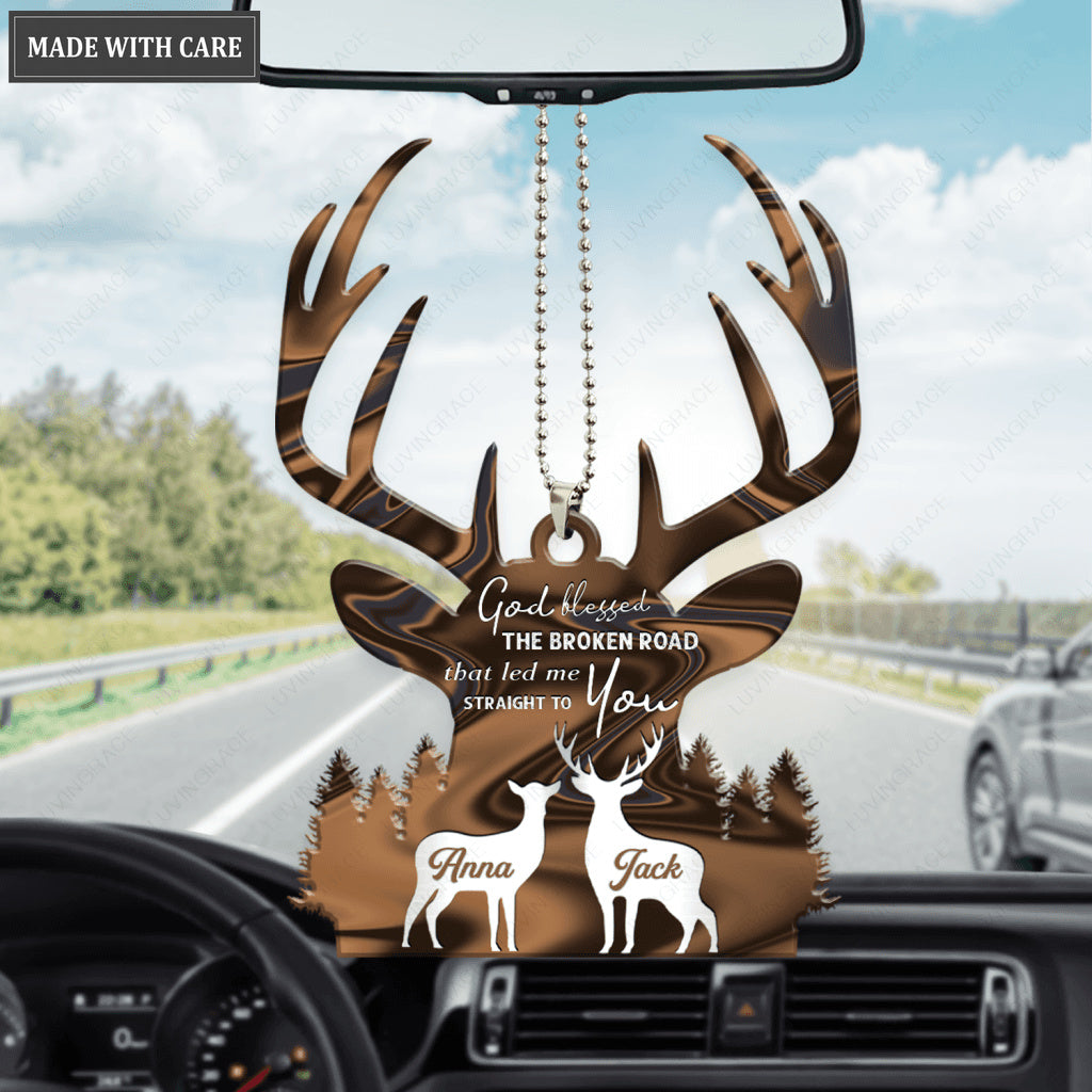 Buck And Doe Couple Scene God Blessed Personalized Ornament