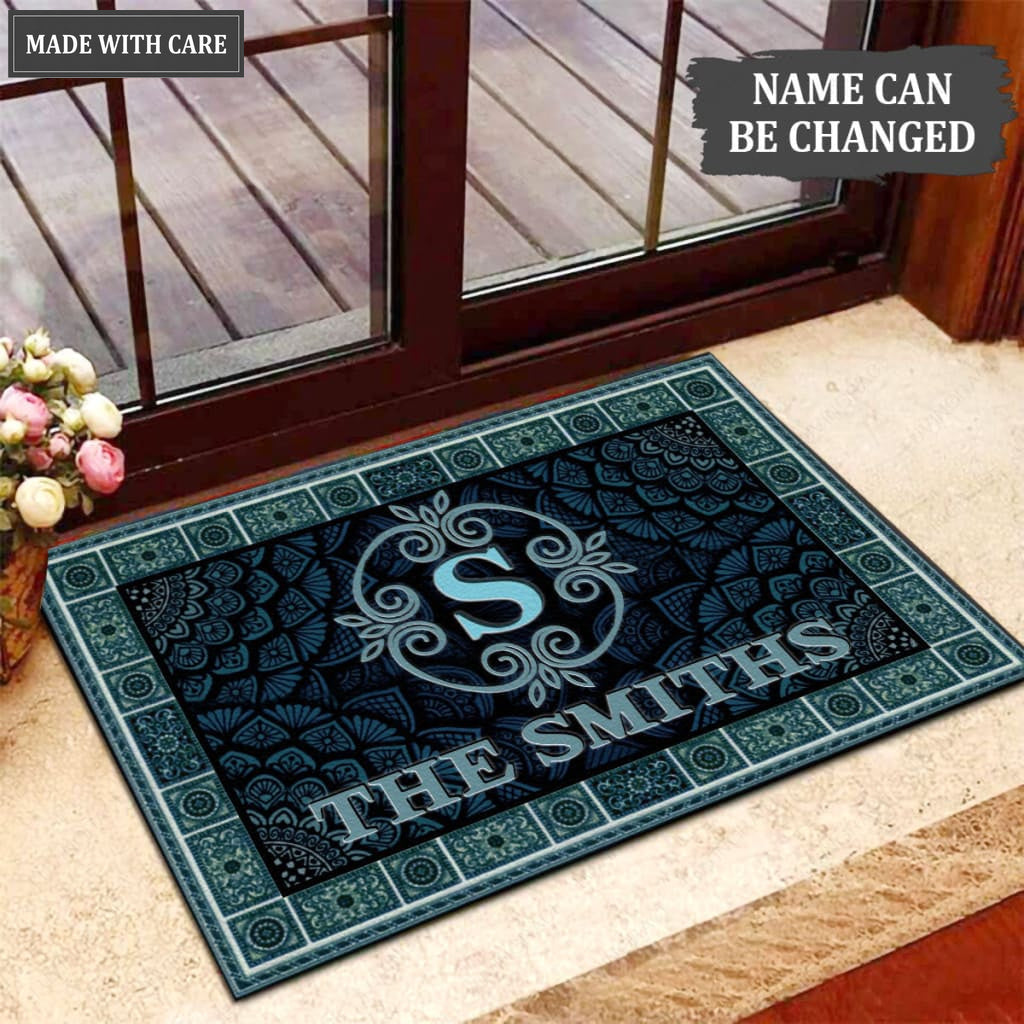 Luvingrace M24 Elegant Monogram Collection Family Name Personalized Doormat