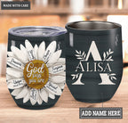 Personalized Daisy God Says You Are Precious Wine Tumbler