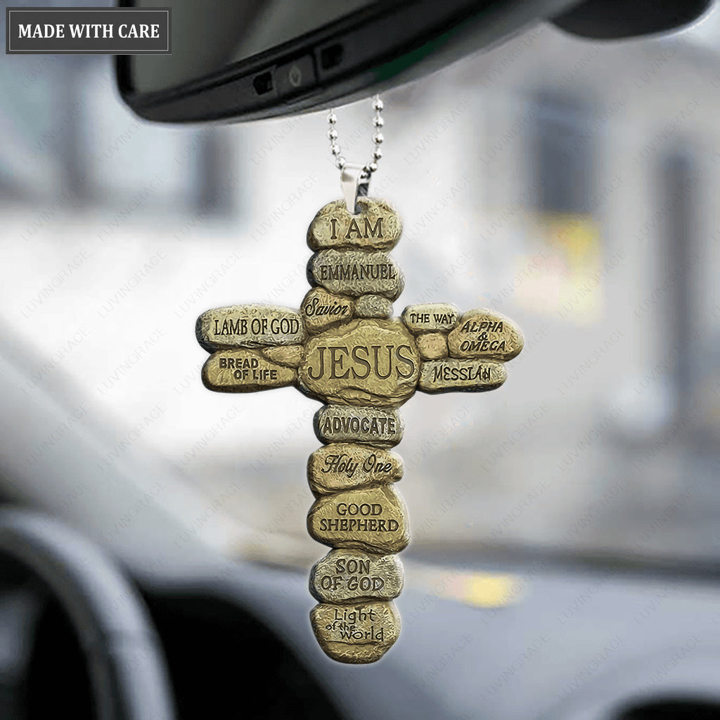 Son Of God Rocks Cross Ornament