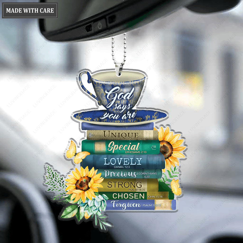 Tea Cup And Books God Says You Are Ornament