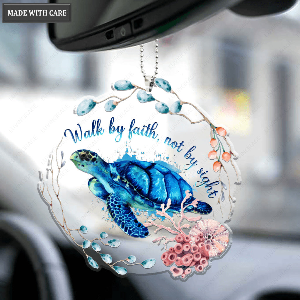 Turtle And Seashells Walk By Faith Not By Sight Ornament