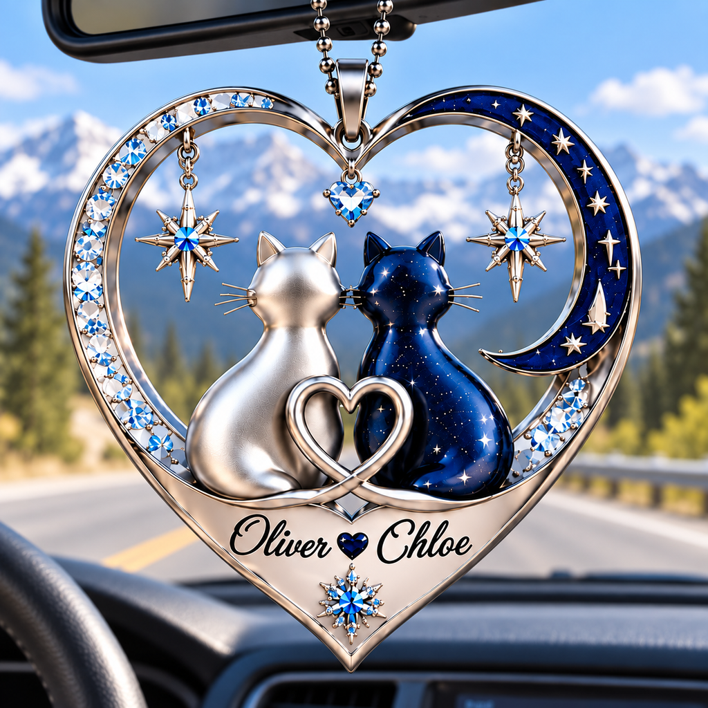 Personalized Couple Ornament - Custom Names Heart Car Ornament - Anniversary Gift for Couples