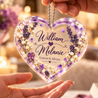 Personalized Names Lavender Love Heart Ornament - Romantic Gift for Couple