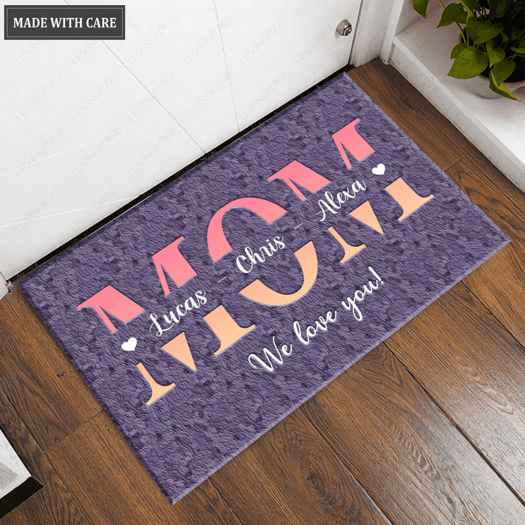 Mom We Love You Personalized Doormat