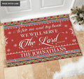 Christmas Holiday Serve The Lord Personalized Doormat