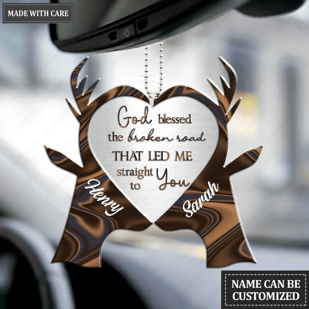 Kiss Couples Deer God Blessed Personalized Ornament