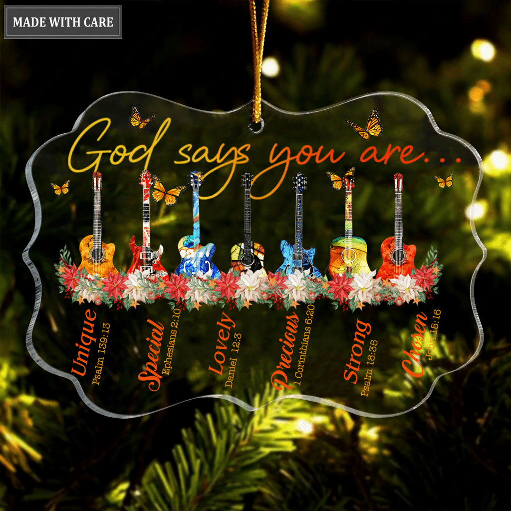 Guitars Butterfly God Says You Are Transparent Ornament