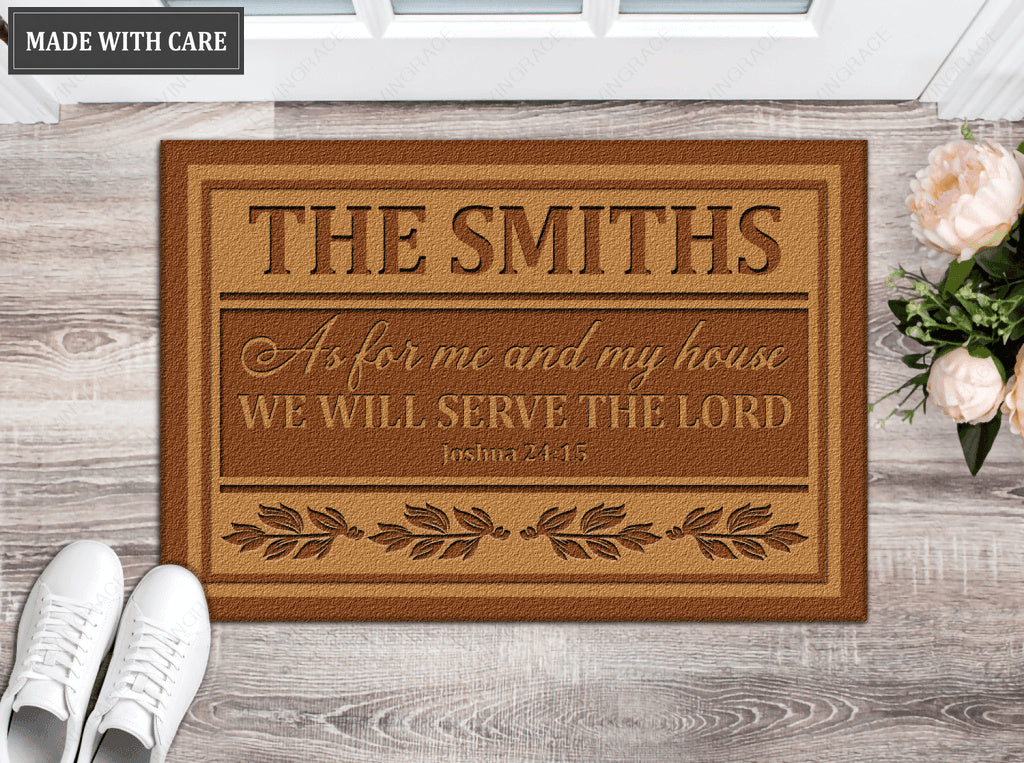 Personalized We Will Server The Lord Doormat