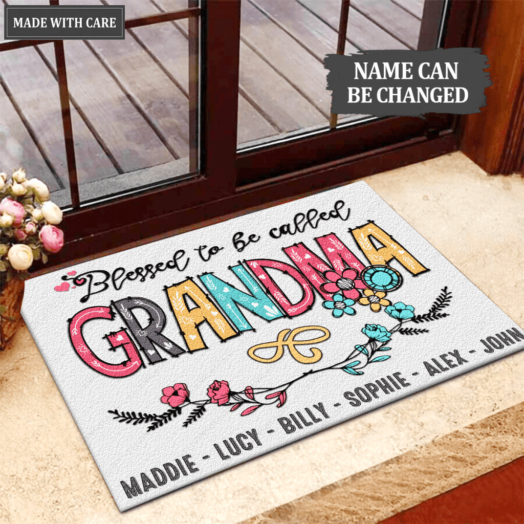 Personalized Blessed To Be Called Grandma Doormat