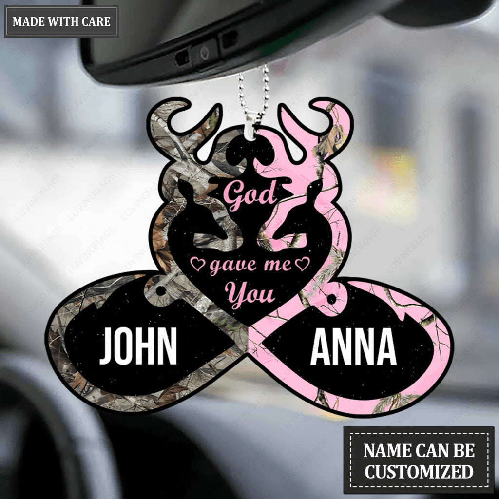Personalized Buck And Doe Heart God Gave Me You Ornament