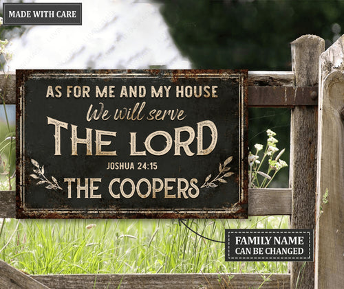 As For Me And My House Personalized Metal Sign