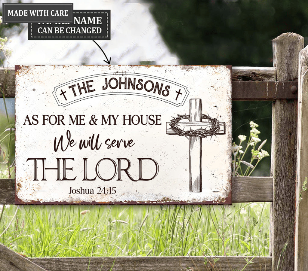 Personalized As For Me Cross Metal Sign