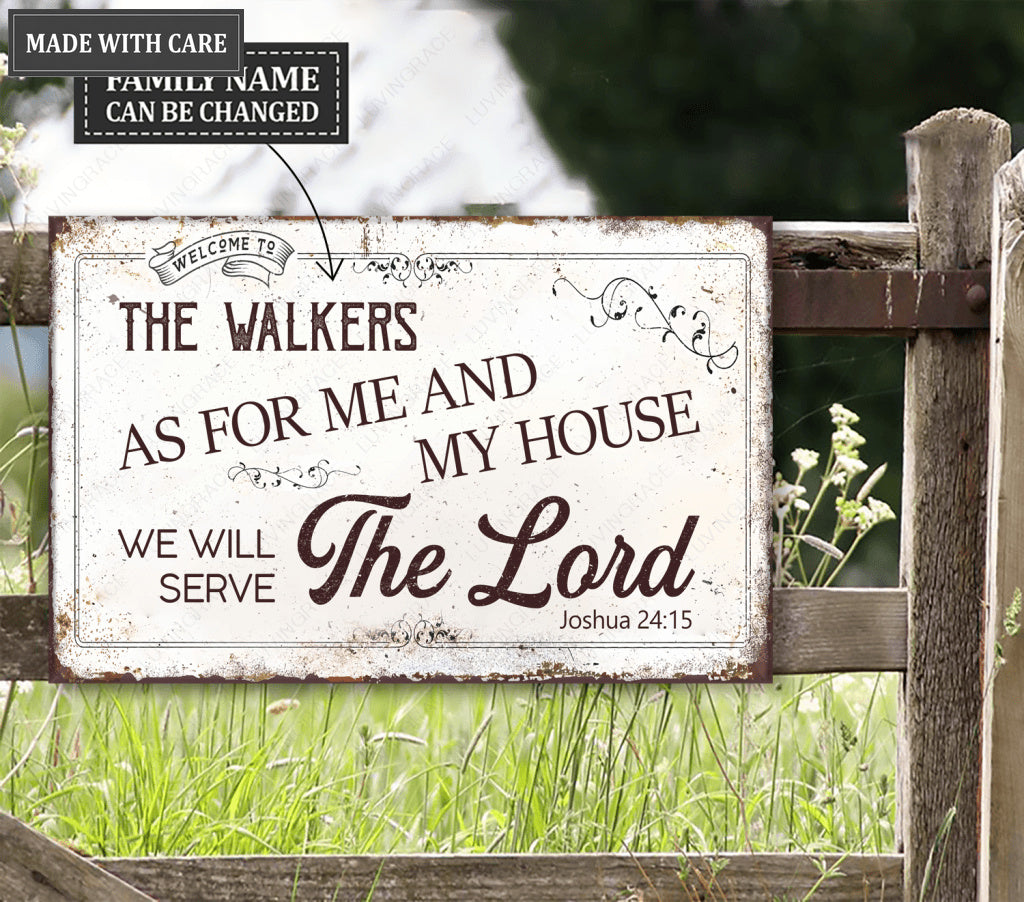 Personalized Serve The Lord Metal Sign Housewarming Gift