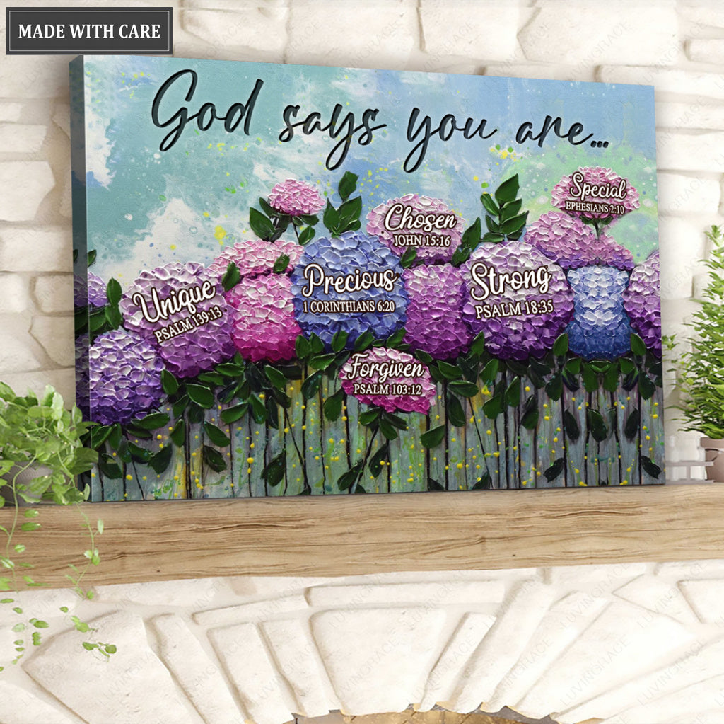 Hydrangea God Says You Are Wall Art