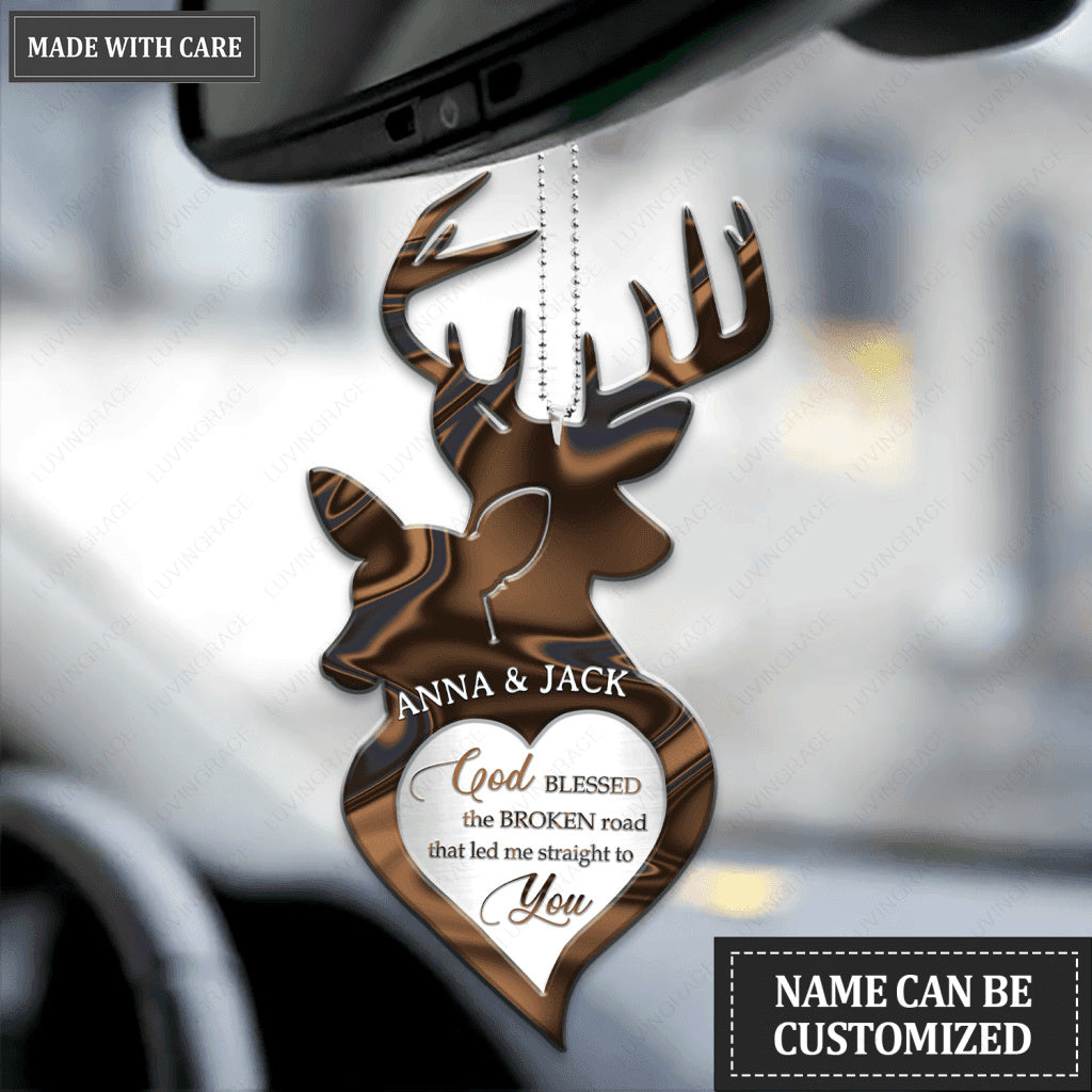 Buck And Doe Love God Blessed Personalized Ornament