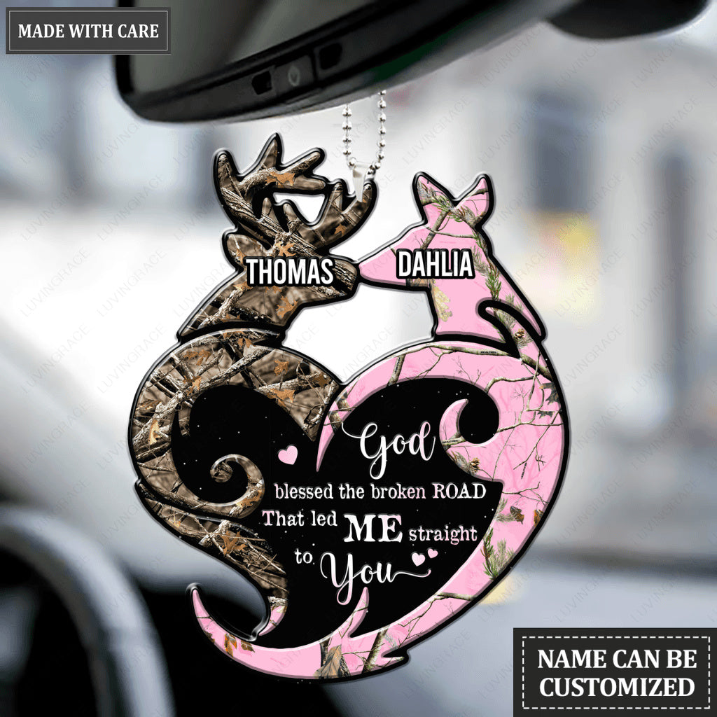 Buck And Doe Tribal Heart God Blessed Personalized Ornament