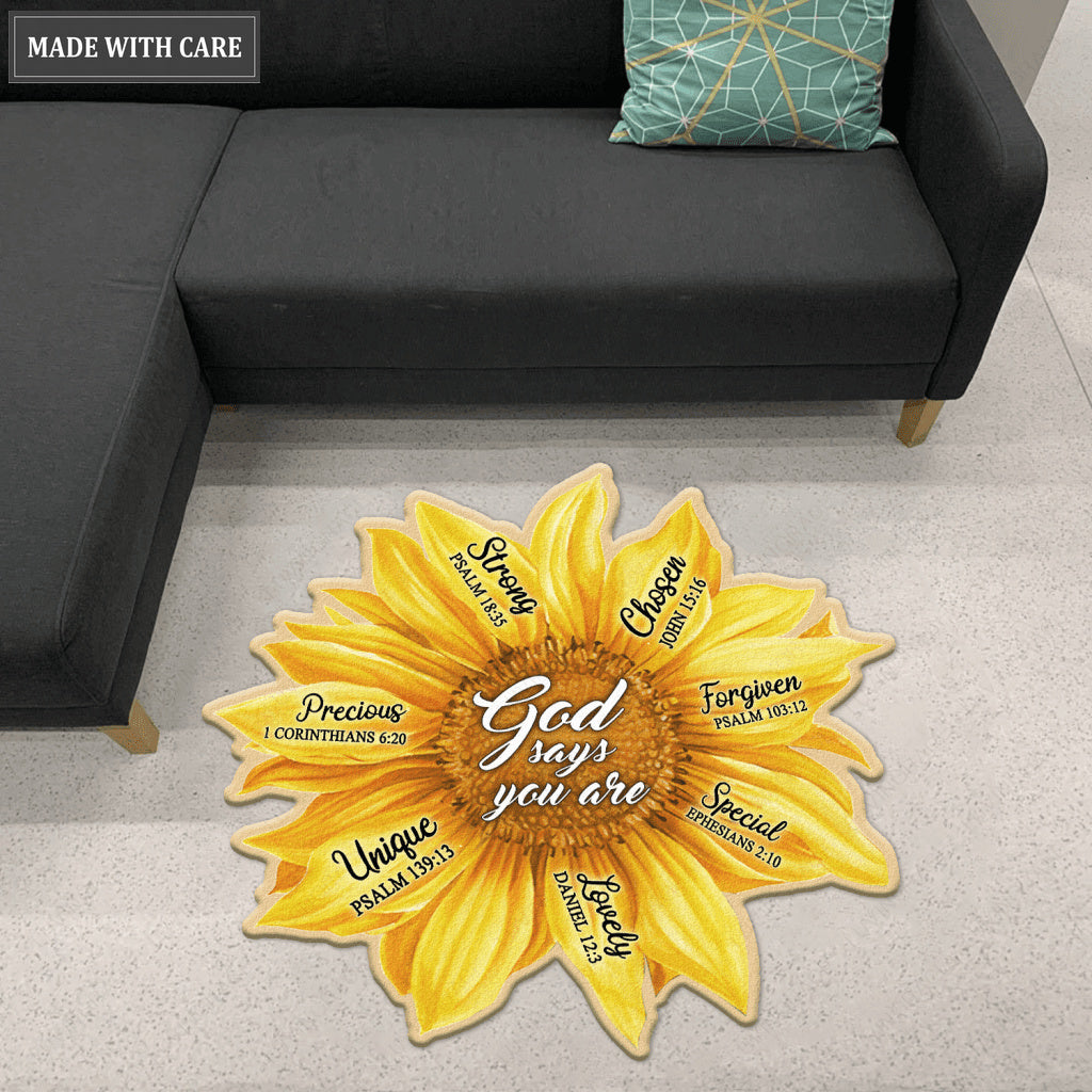 Sunflower God Says You Are Shaped Doormat