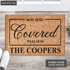 Personalized We Are Covered Psalm 91 Doormat