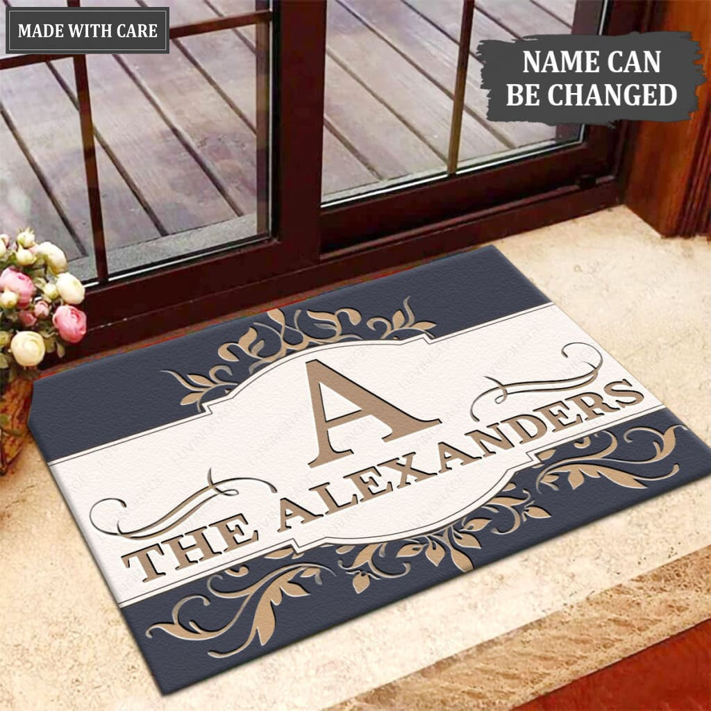 Luvingrace M26 Decorative Monogram Collection Family Name Personalized Doormat
