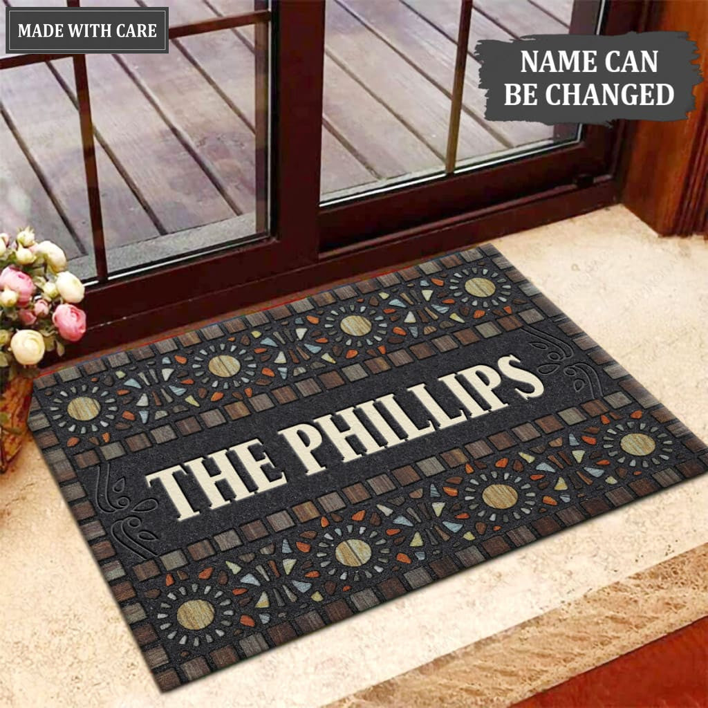 Luvingrace M28 Elegant Monogram Collection Family Name Personalized Doormat