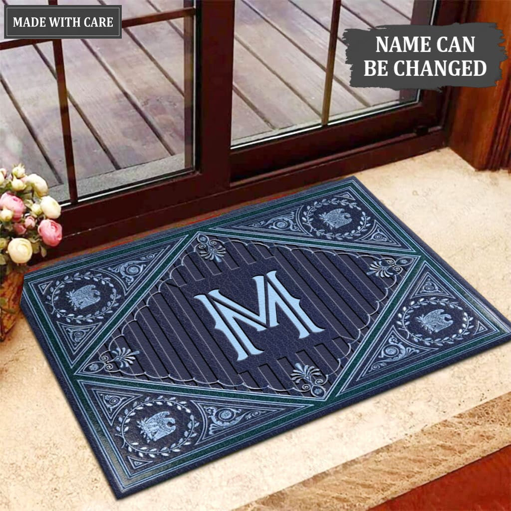 Luvingrace M29 Vintage Monogram The First Letter of Family Name Personalized Doormat