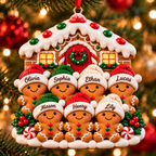Personalized Gingerbread Family Christmas House 3D Ornament – Custom Names Christmas Gift