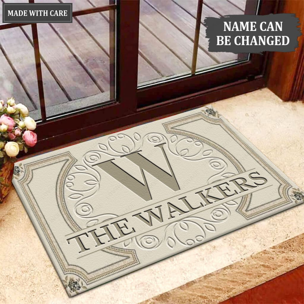 Luvingrace M37 Elegant Monogram Collection Family Name Personalized Doormat