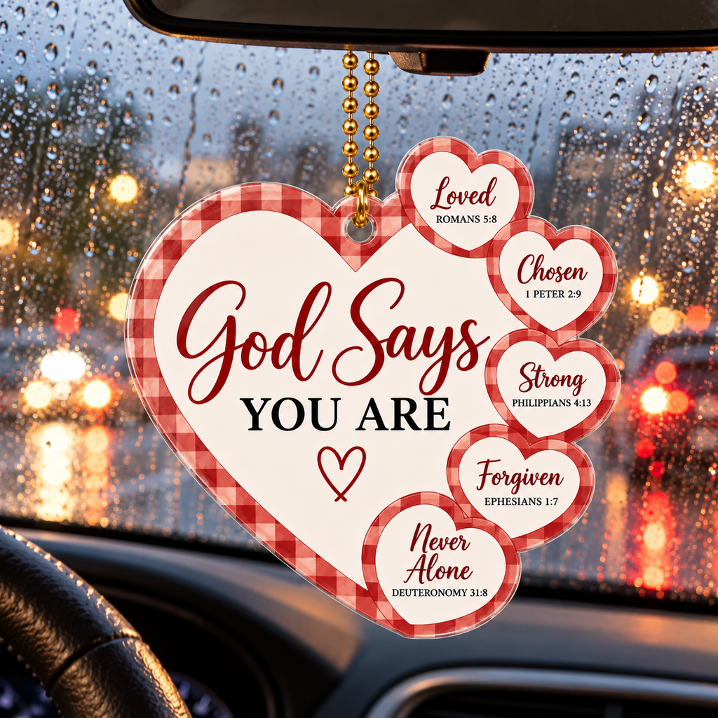 God Says You Are Loved, Chosen & Strong Ornament – Christian Gift for Loved Ones.