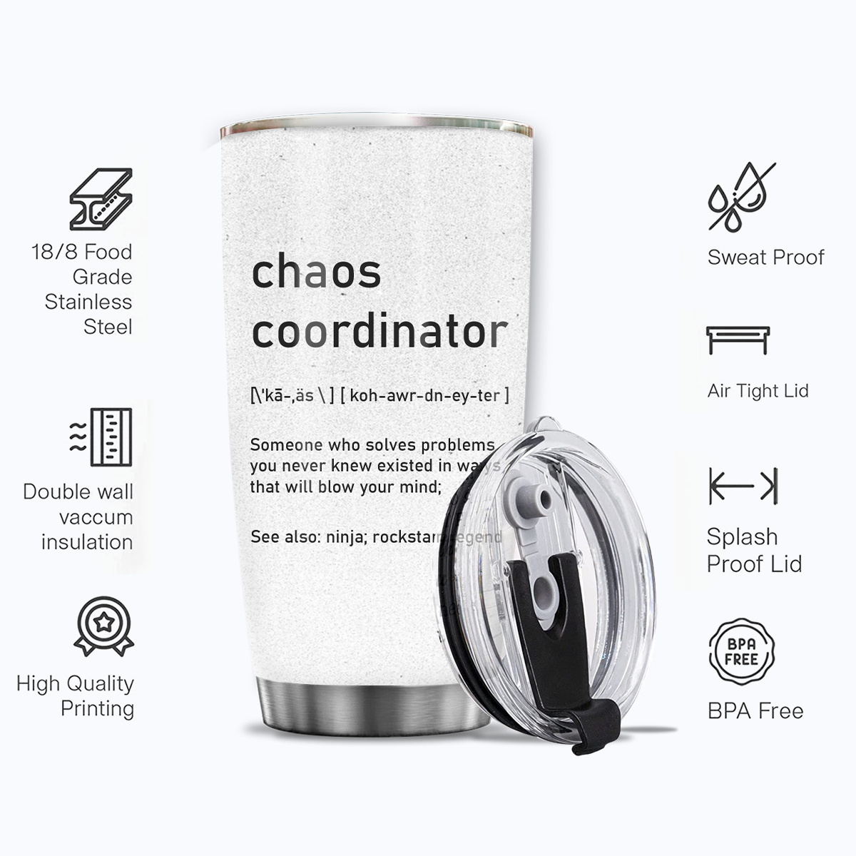 Chaos Coordinator Definition Custom Tumbler Birthday Gifts For Women Motivation Gift Custom Name Gift - Personalized Stainless Steel Tumbler