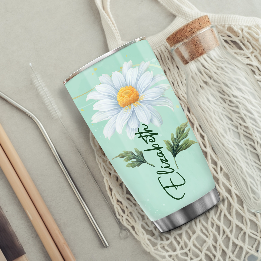 Daisy Flower Cross Identity In Christ You Are Custom Tumbler Birthday Gifts For Women Motivation Gift Custom Name Gift Christian Gift - Personalized Stainless Steel Tumbler