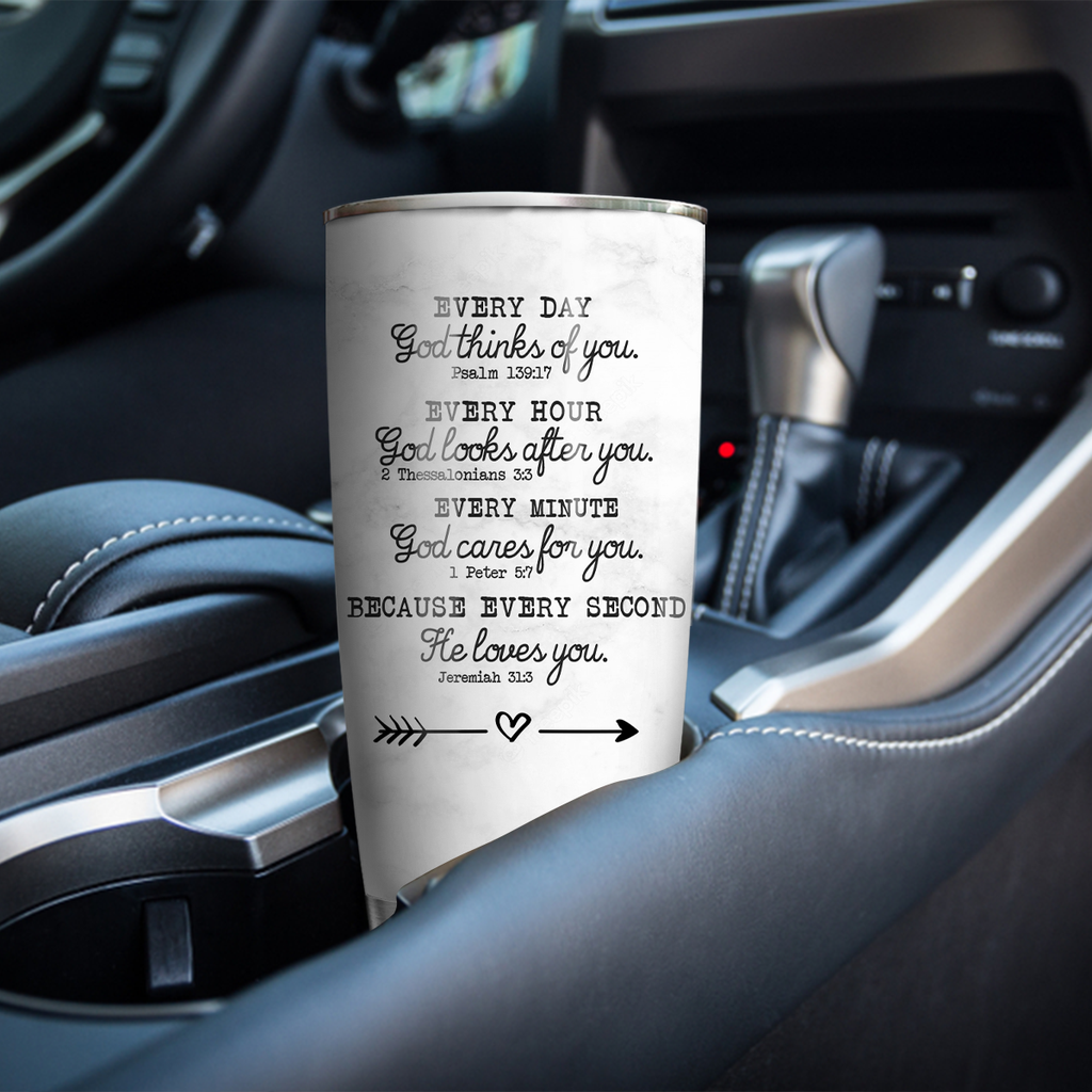 Golden Cross Holy Bible Every Day God Thinks Of You Custom Tumbler Birthday Gifts For Women Christian Gifts Custom Name Gift - Personalized Stainless Steel Tumbler
