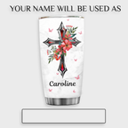 Red Cross Flower Be Still And Know That I Am God Custom Tumbler Birthday Gifts For Women Christian Gifts Custom Name Gift - Personalized Stainless Steel Tumbler