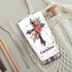 Red Cross Flower Be Still And Know That I Am God Custom Tumbler Birthday Gifts For Women Christian Gifts Custom Name Gift - Personalized Stainless Steel Tumbler