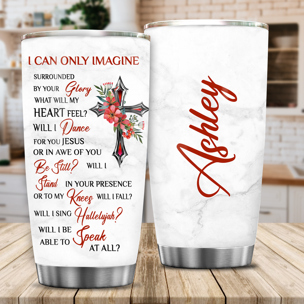 Red Cross Flower Surrounded By Your Glory Custom Tumbler - Birthday Gifts For Women Christian Gifts Custom Name Gift Personalized Stainless Steel Tumbler