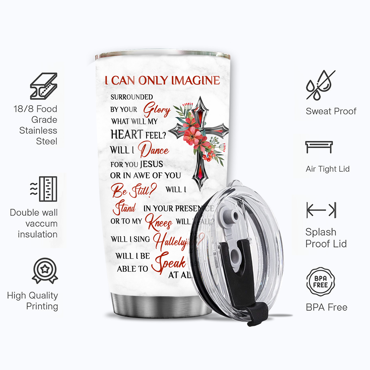 Red Cross Flower Surrounded By Your Glory Custom Tumbler - Birthday Gifts For Women Christian Gifts Custom Name Gift Personalized Stainless Steel Tumbler